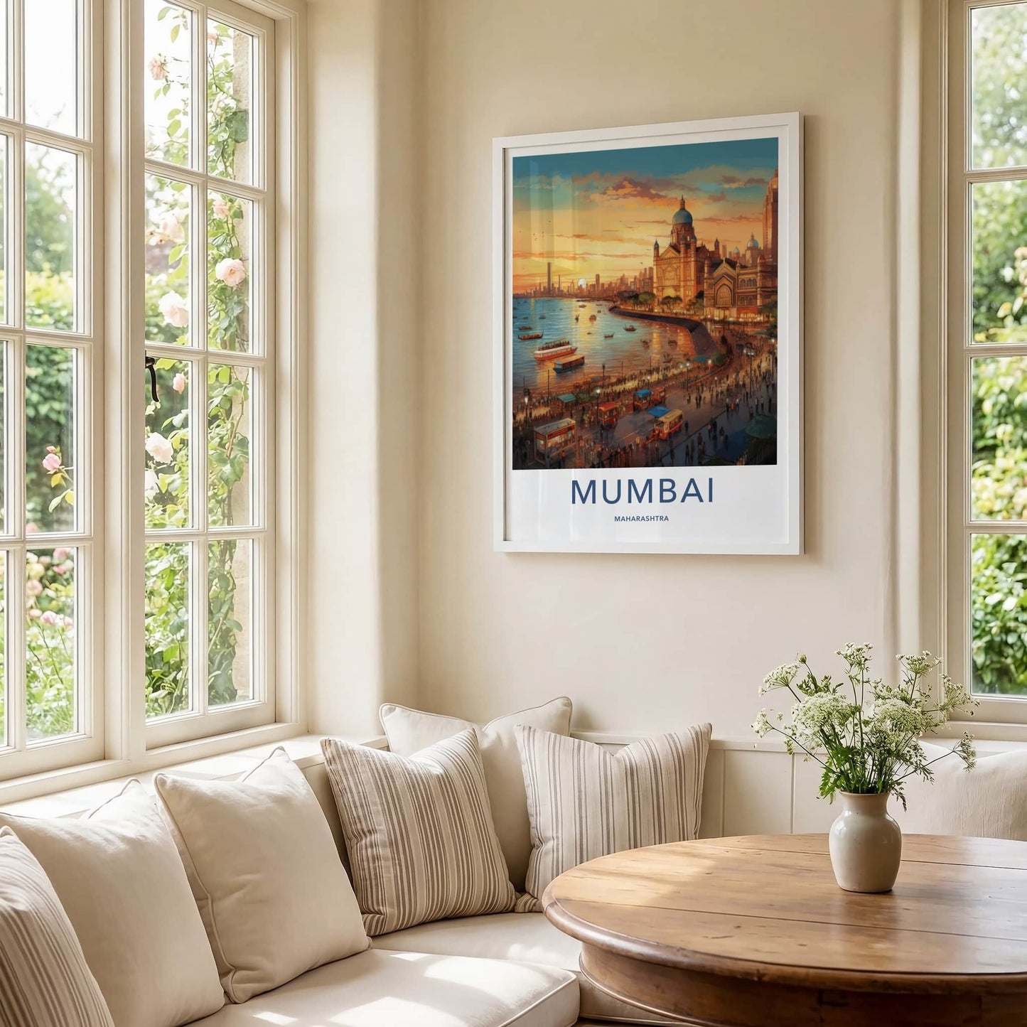 Mumbai Poster - India Wall Art - Maharashtra Waterfront city view Home Art
