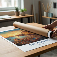 Mumbai Poster - India Wall Art - Maharashtra Waterfront city view Home Art