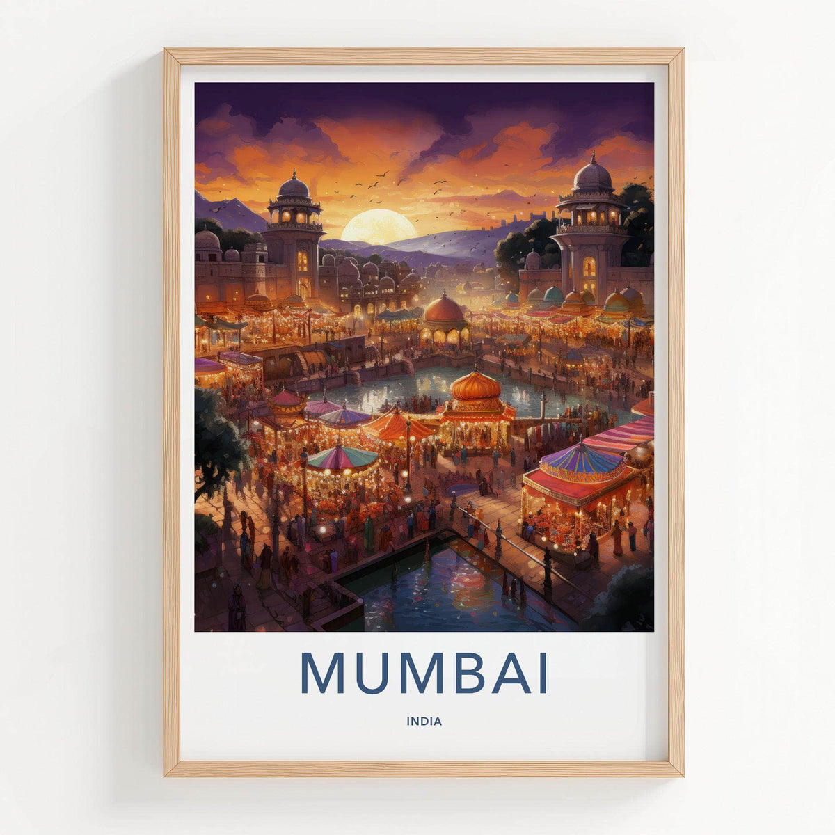 Mumbai Poster - Vibrant Market Scene & Historic Architecture Art Print