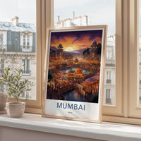 Mumbai Poster - Vibrant Market Scene & Historic Architecture Art Print