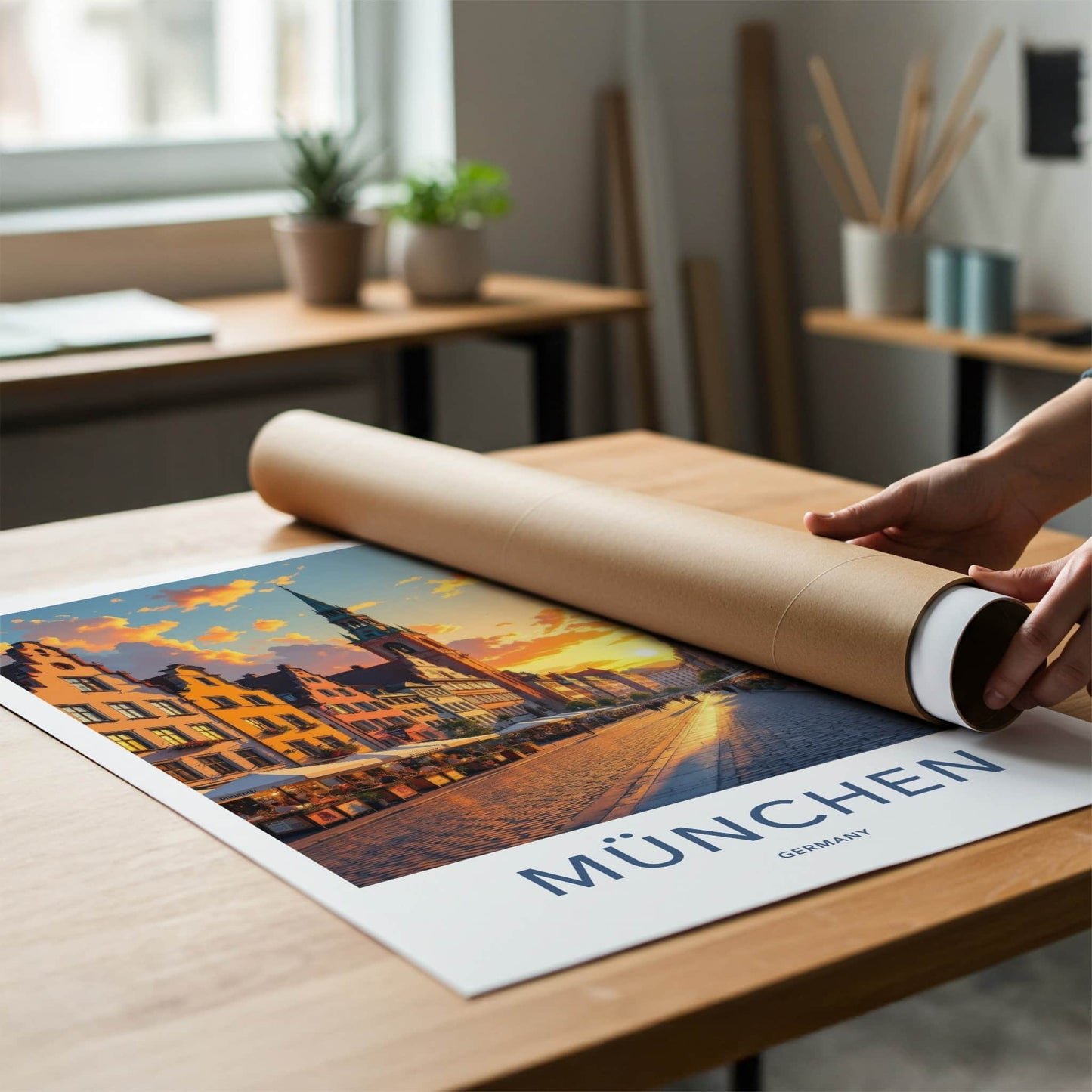 Munchen Poster - Germany Travel Art - Golden Hour City Home Decor