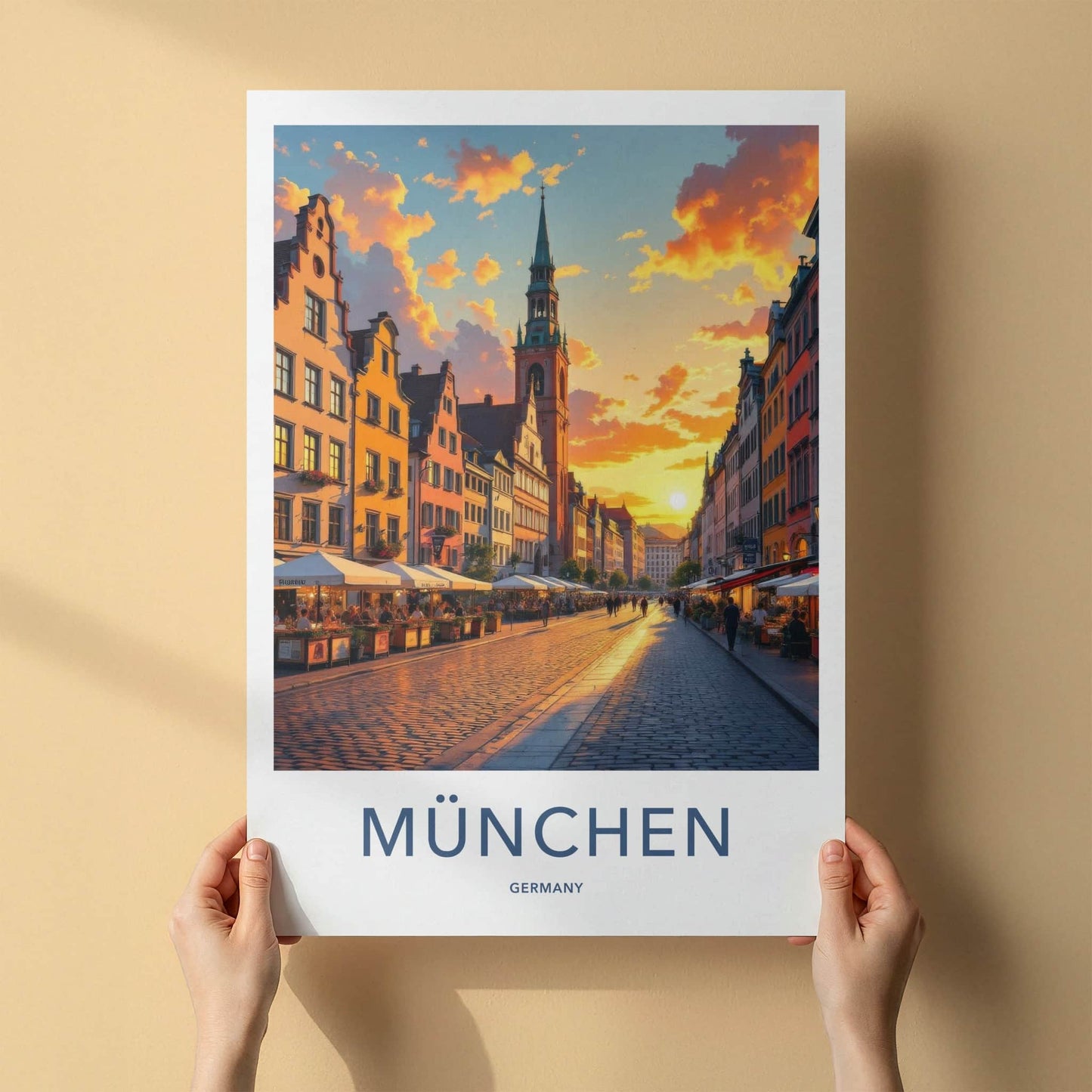 Munchen Poster - Germany Travel Art - Golden Hour City Home Decor