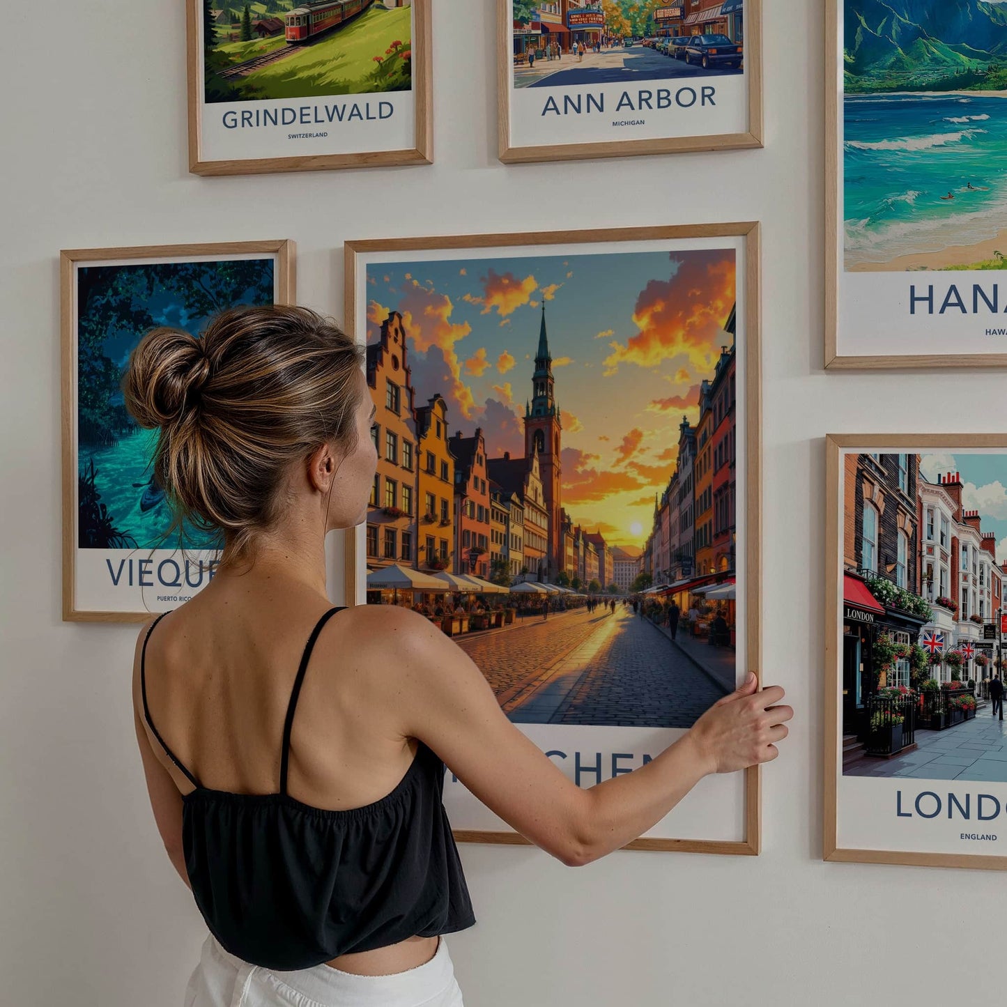 Munchen Poster - Germany Travel Art - Golden Hour City Home Decor