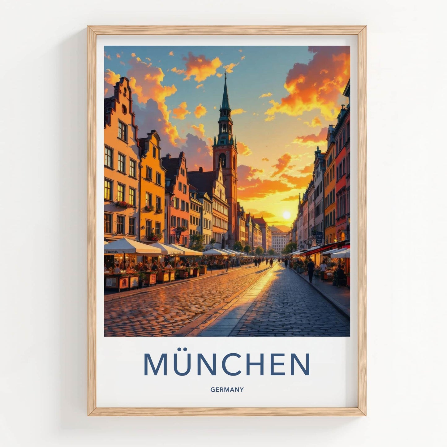 Munchen Poster - Germany Travel Art - Golden Hour City Home Decor