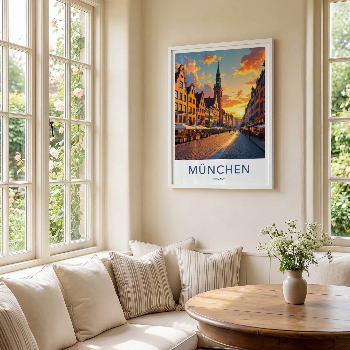 Munchen Poster - Germany Travel Art - Golden Hour City Home Decor