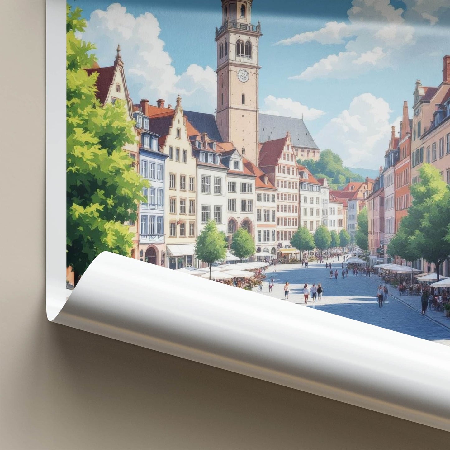 Munchen Poster - Germany Travel Art - Historic Clock Tower Home Decor