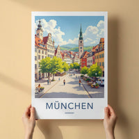 Munchen Poster - Germany Travel Art - Lively City Street Wall Decor
