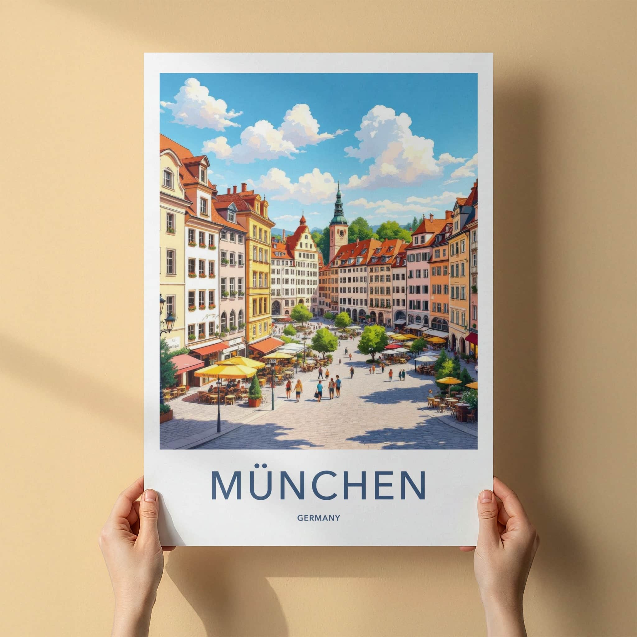 Munchen Poster - Germany Travel Art - Vibrant City Square Home Decor