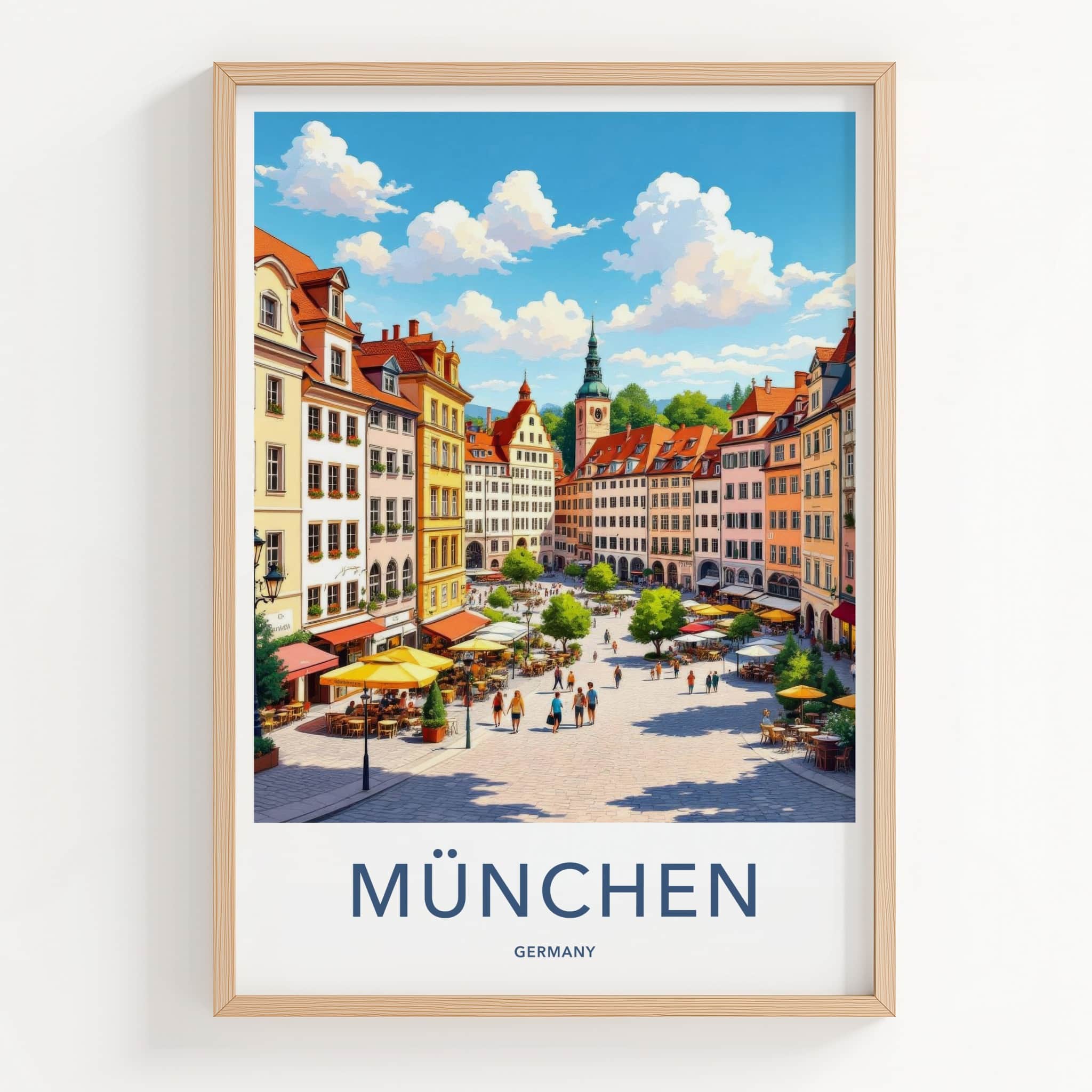 Munchen Poster - Germany Travel Art - Vibrant City Square Home Decor