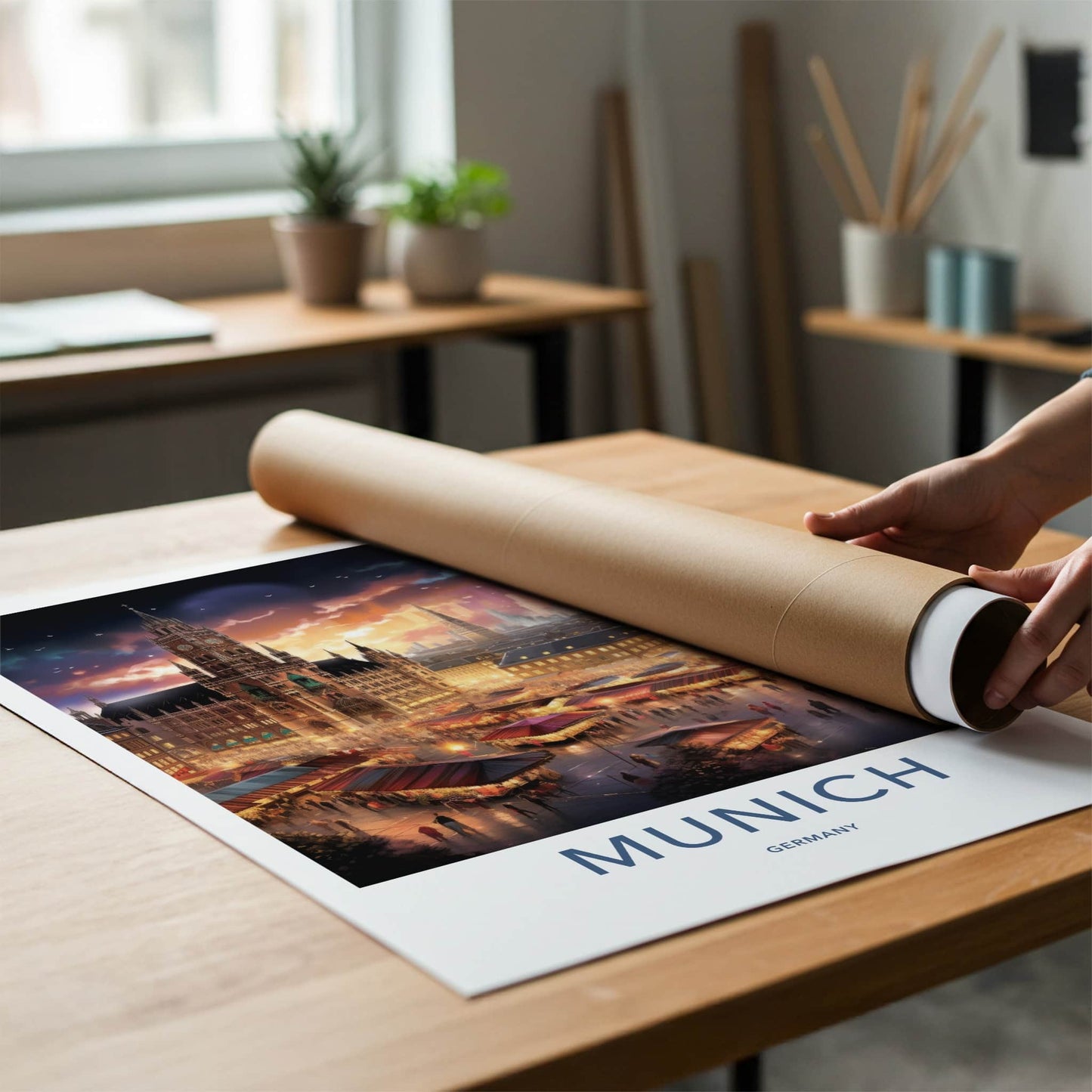 Munich Poster - Germany Art Print - Twilight Market Square Home Decor