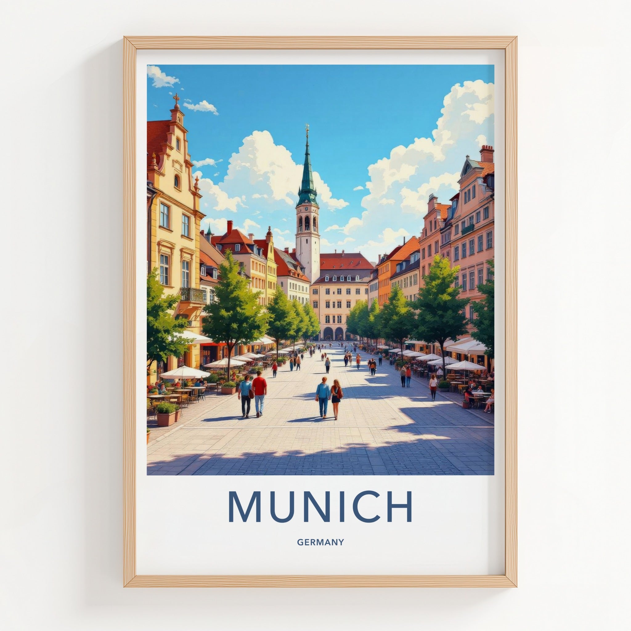 Munich Poster - Germany Travel Art - Historic Town Square Home Decor