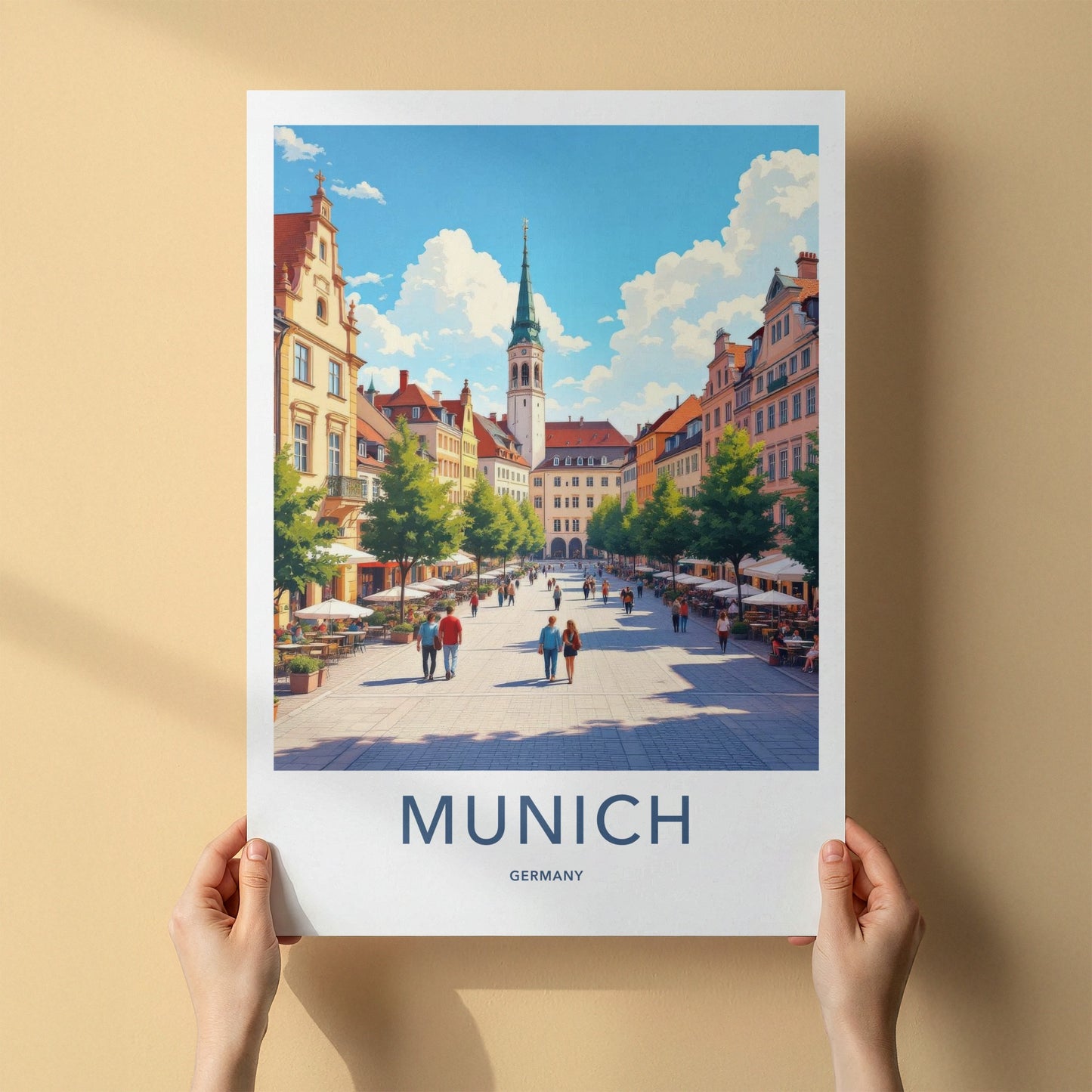 Munich Poster - Germany Travel Art - Historic Town Square Home Decor
