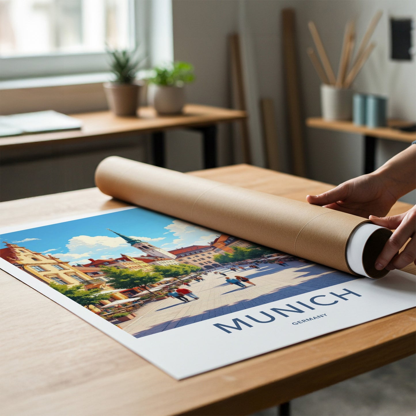 Munich Poster - Germany Travel Art - Historic Town Square Home Decor