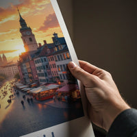 Munich Poster - Germany Travel Art - Sunset Street Scene Home Decor
