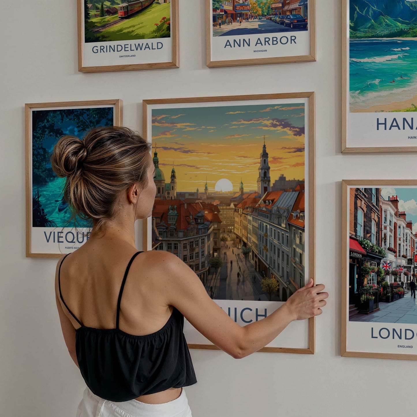 Munich Poster - Germany Travel Art - Vibrant Rooftop Sunset Home Decor
