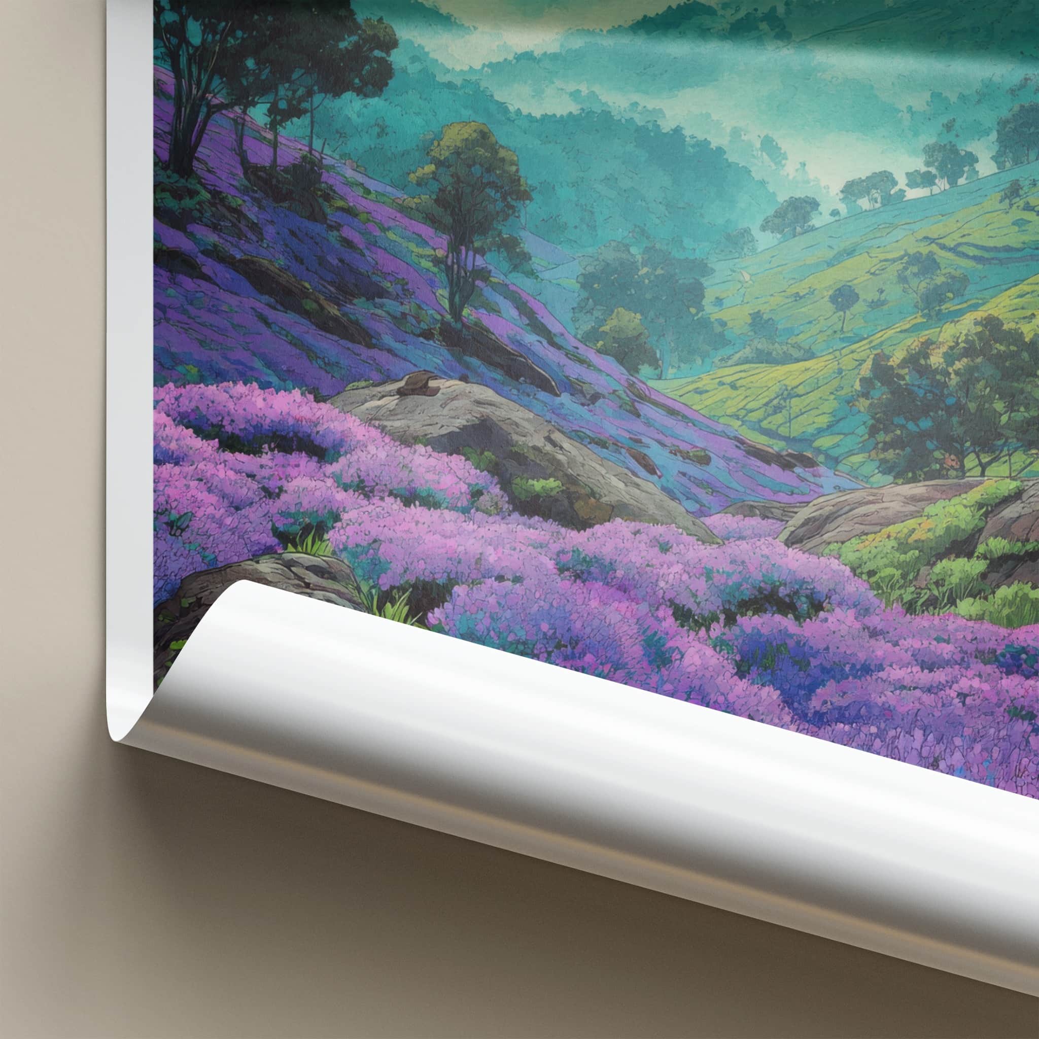 Munnar Poster India Purple Blooms Evergreen Lounge Decor