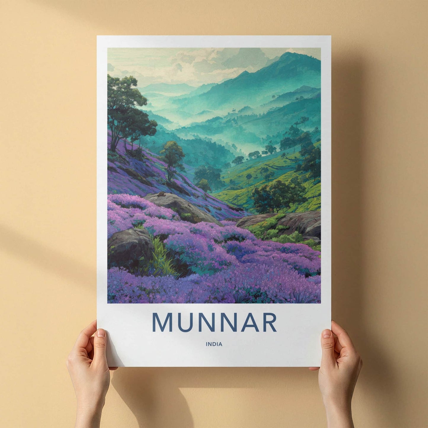Munnar Poster India Purple Blooms Evergreen Lounge Decor