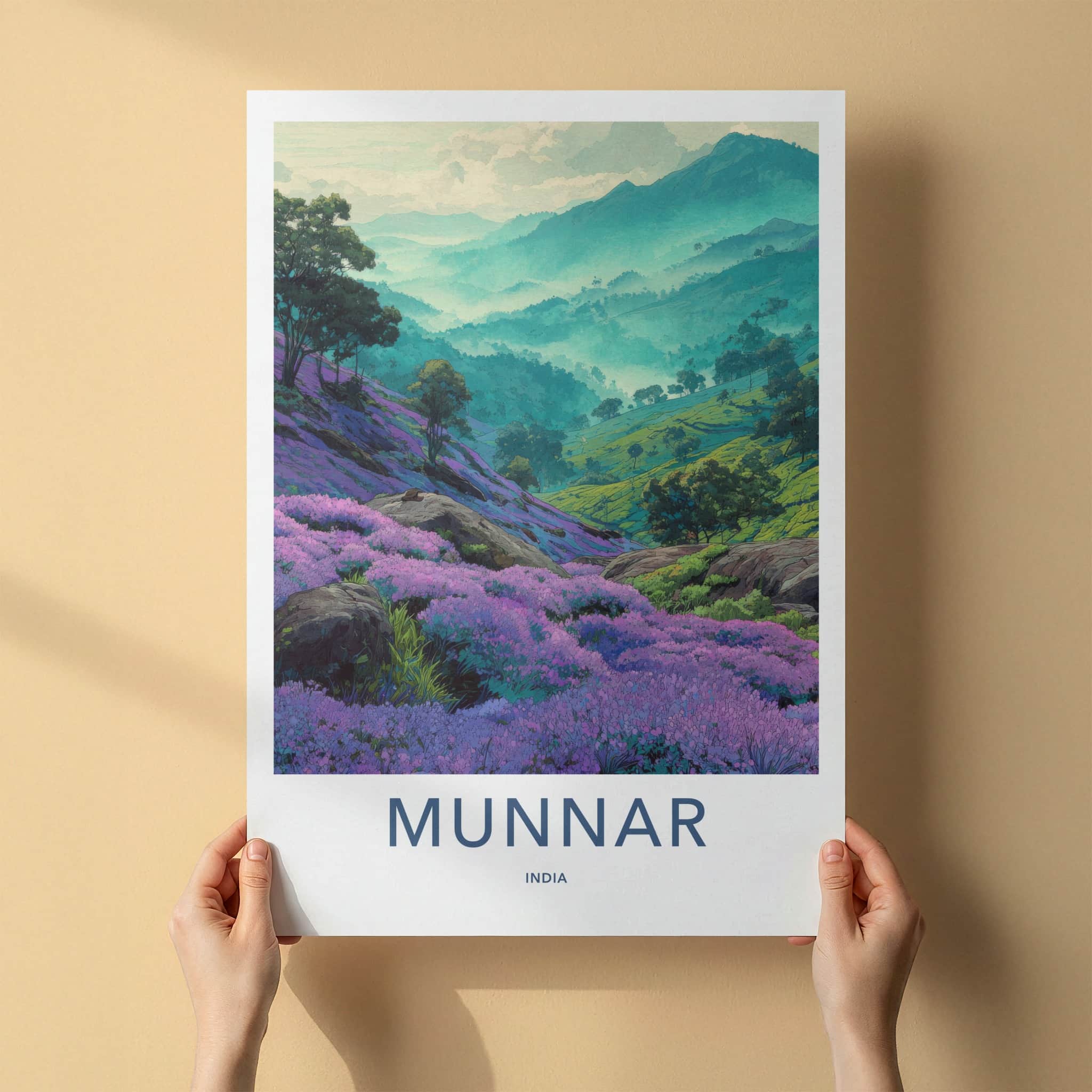 Munnar Poster India Purple Blooms Evergreen Lounge Decor