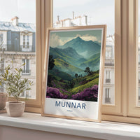 Munnar Poster - India Travel Art - Kerala Flowering Tea Valley Home Decor