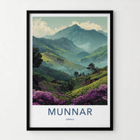 Munnar Poster - India Travel Art - Kerala Flowering Tea Valley Home Decor