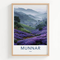 Munnar Poster - India Travel Art - Kerala Misty Valley Flowers Home Decor