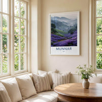 Munnar Poster - India Travel Art - Kerala Misty Valley Flowers Home Decor