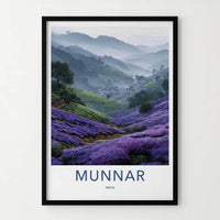 Munnar Poster - India Travel Art - Kerala Misty Valley Flowers Home Decor