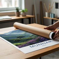 Munnar Poster - India Travel Art - Kerala Purple Tea Fields Home Decor