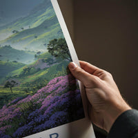 Munnar Poster - India Travel Art - Kerala Purple Tea Fields Home Decor