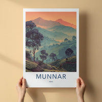 Munnar Poster - India Travel Art - Kerala Rolling Tea Gardens Home Decor