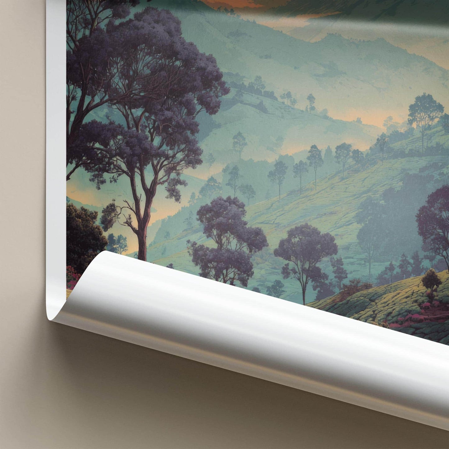 Munnar Poster - India Travel Art - Kerala Rolling Tea Gardens Home Decor