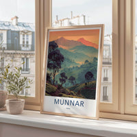 Munnar Poster - India Travel Art - Kerala Rolling Tea Gardens Home Decor