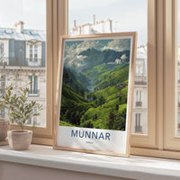 Munnar Poster - India Travel Art - Kerala Rolling Tea Hills Home Decor