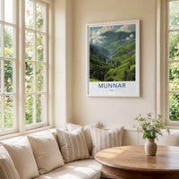 Munnar Poster - India Travel Art - Kerala Rolling Tea Hills Home Decor