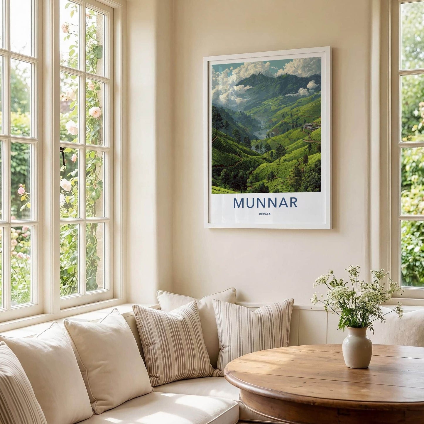 Munnar Poster - India Travel Art - Kerala Rolling Tea Hills Home Decor