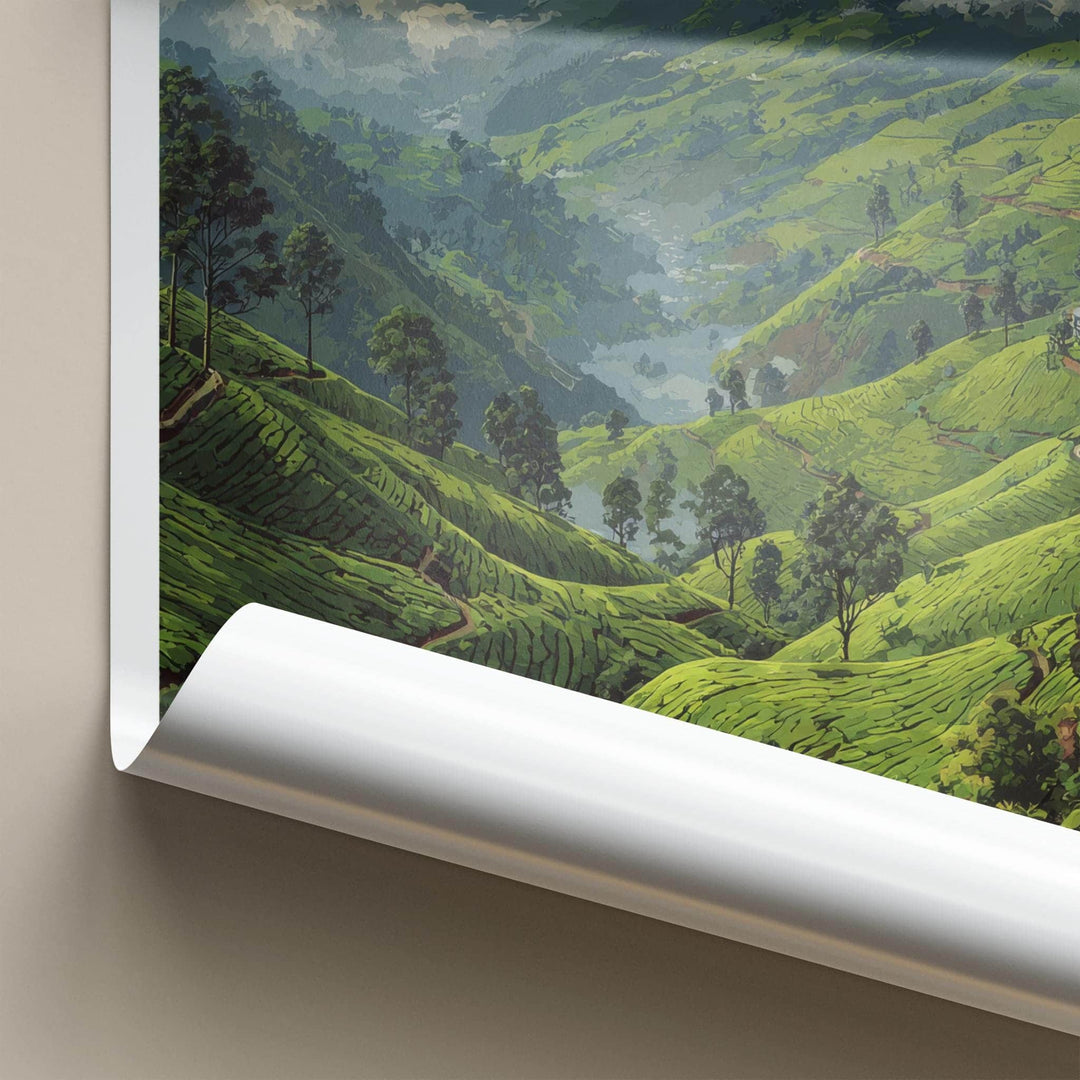 Munnar Poster - India Travel Art - Kerala Rolling Tea Hills Home Decor