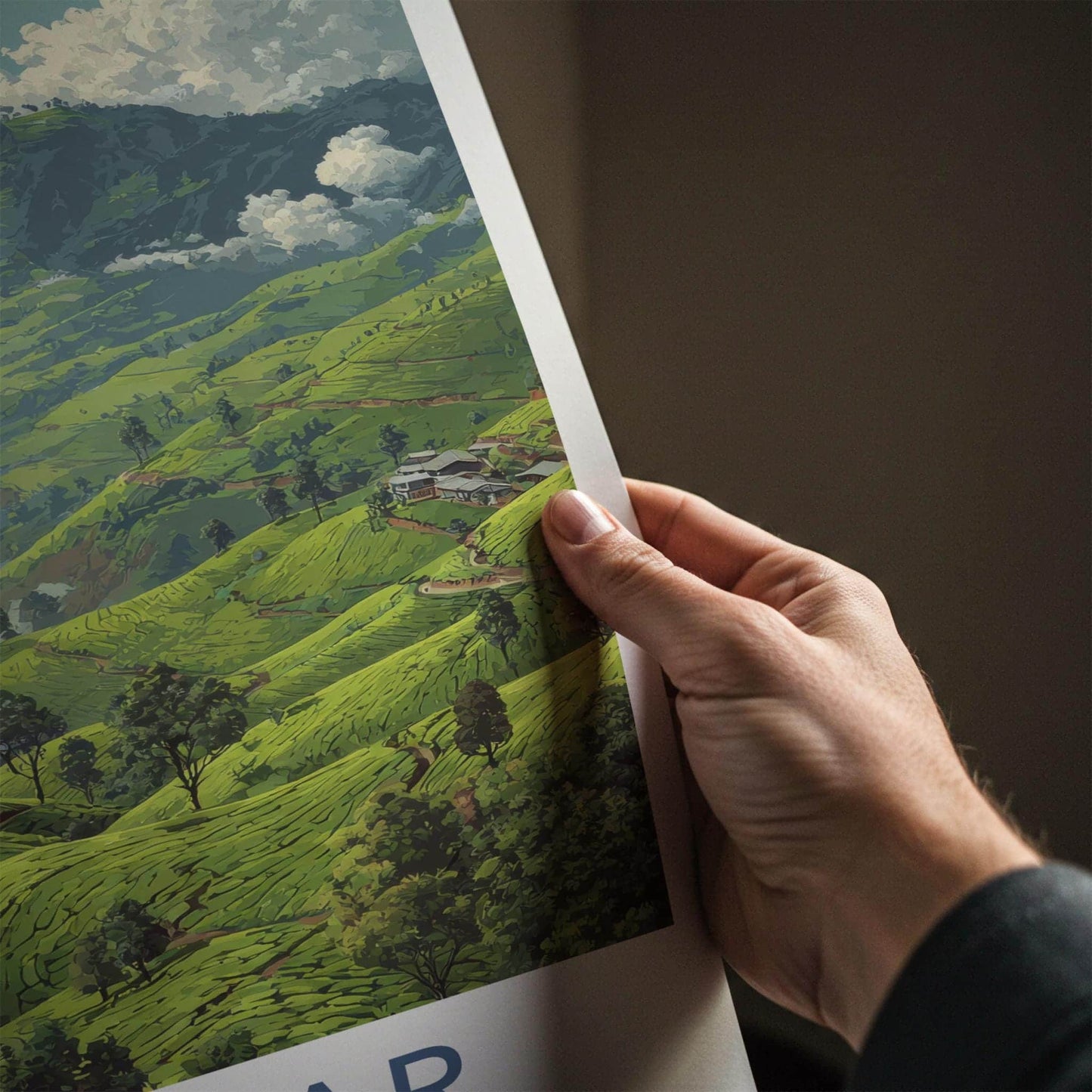 Munnar Poster - India Travel Art - Kerala Rolling Tea Hills Home Decor