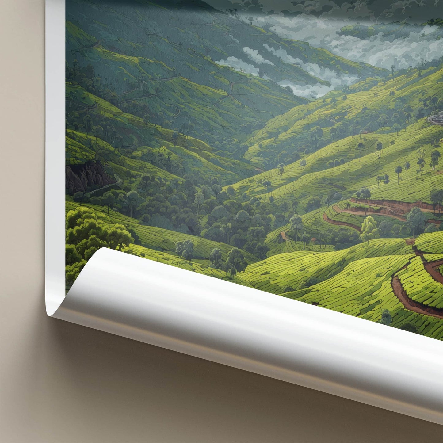 Munnar Poster - India Travel Art - Kerala Tea Plantation Home Decor