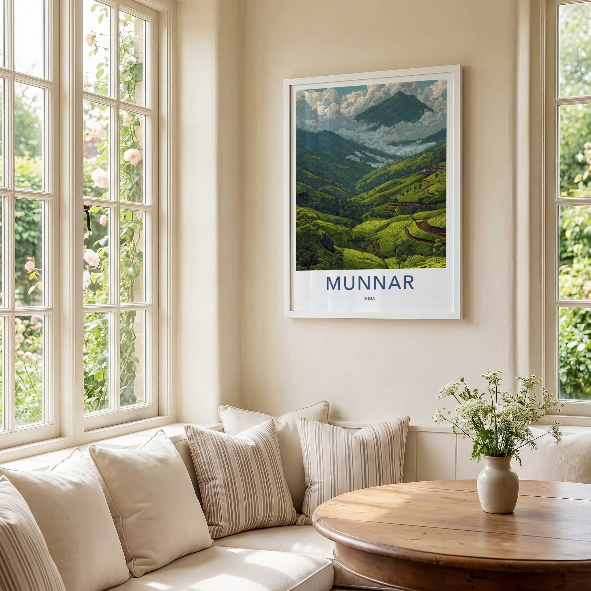 Munnar Poster - India Travel Art - Kerala Tea Plantation Home Decor