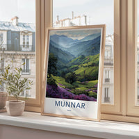 Munnar Poster - India Travel Art - Kerala Tiered Tea Fields Home Decor