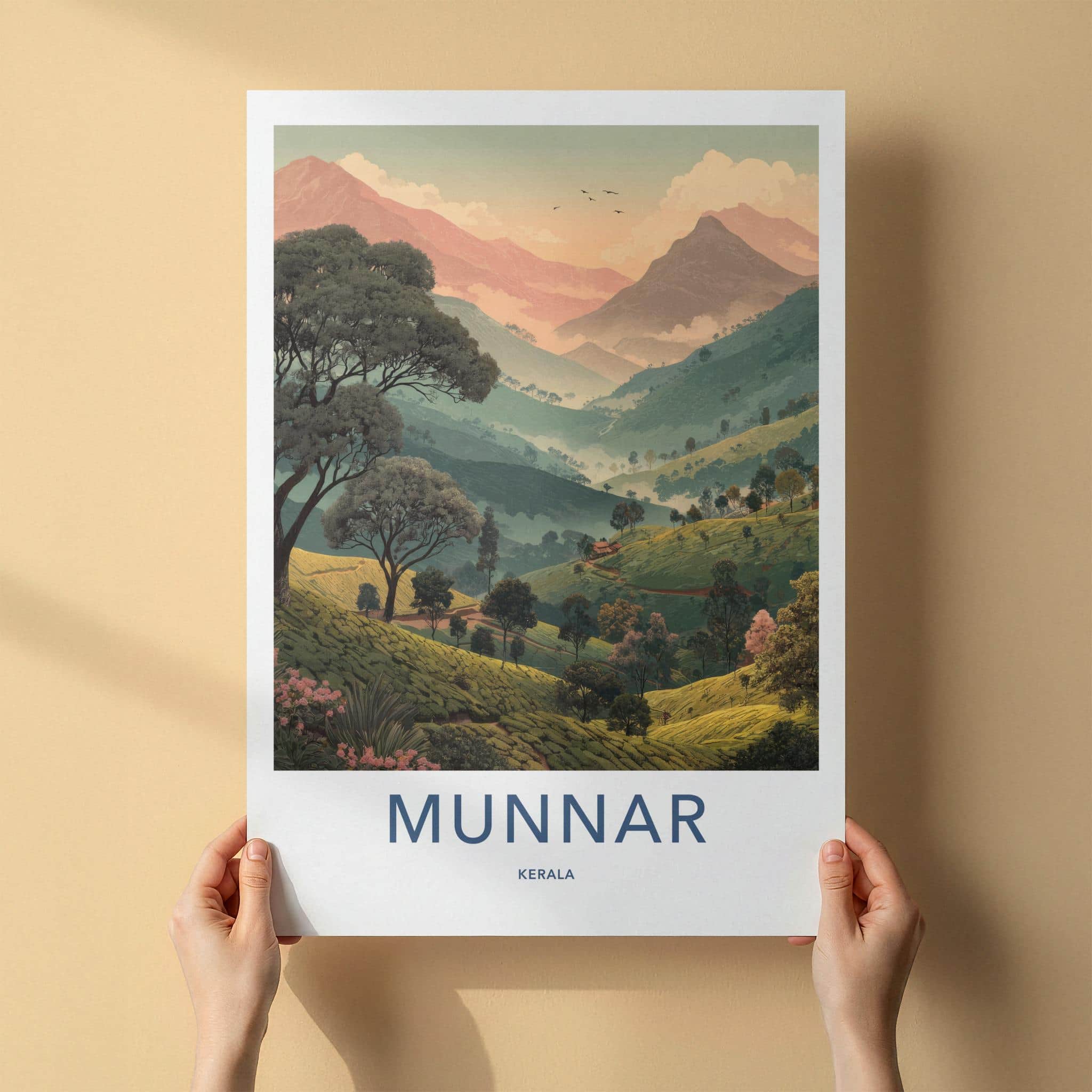 Munnar Poster - India Travel Print - Kerala Tea Hills Lounge Decor