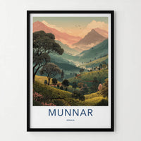 Munnar Poster - India Travel Print - Kerala Tea Hills Lounge Decor