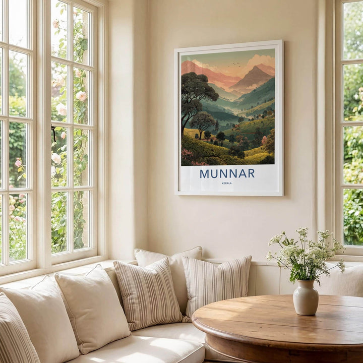 Munnar Poster - India Travel Print - Kerala Tea Hills Lounge Decor