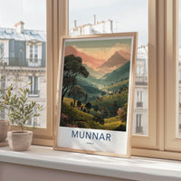 Munnar Poster - India Travel Print - Kerala Tea Hills Lounge Decor