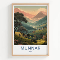 Munnar Poster - India Travel Print - Kerala Tea Hills Lounge Decor