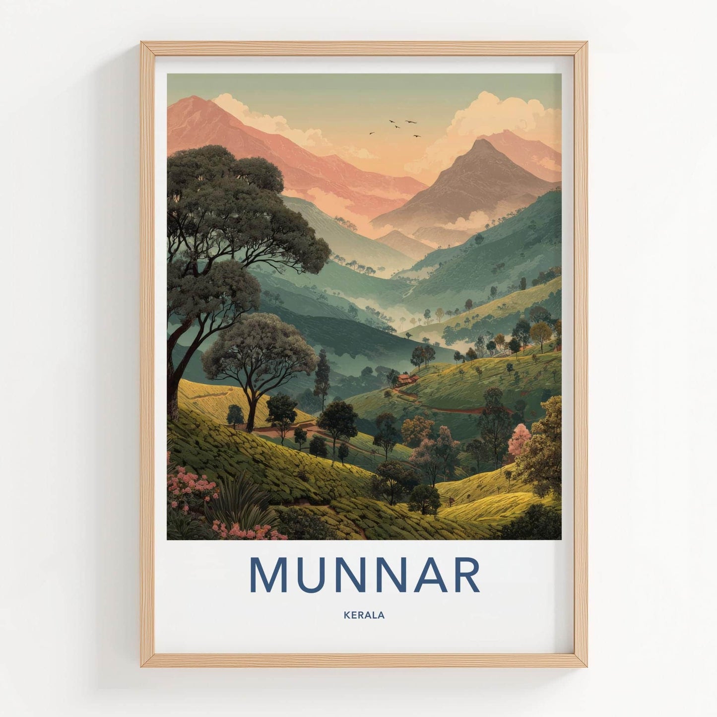 Munnar Poster - India Travel Print - Kerala Tea Hills Lounge Decor