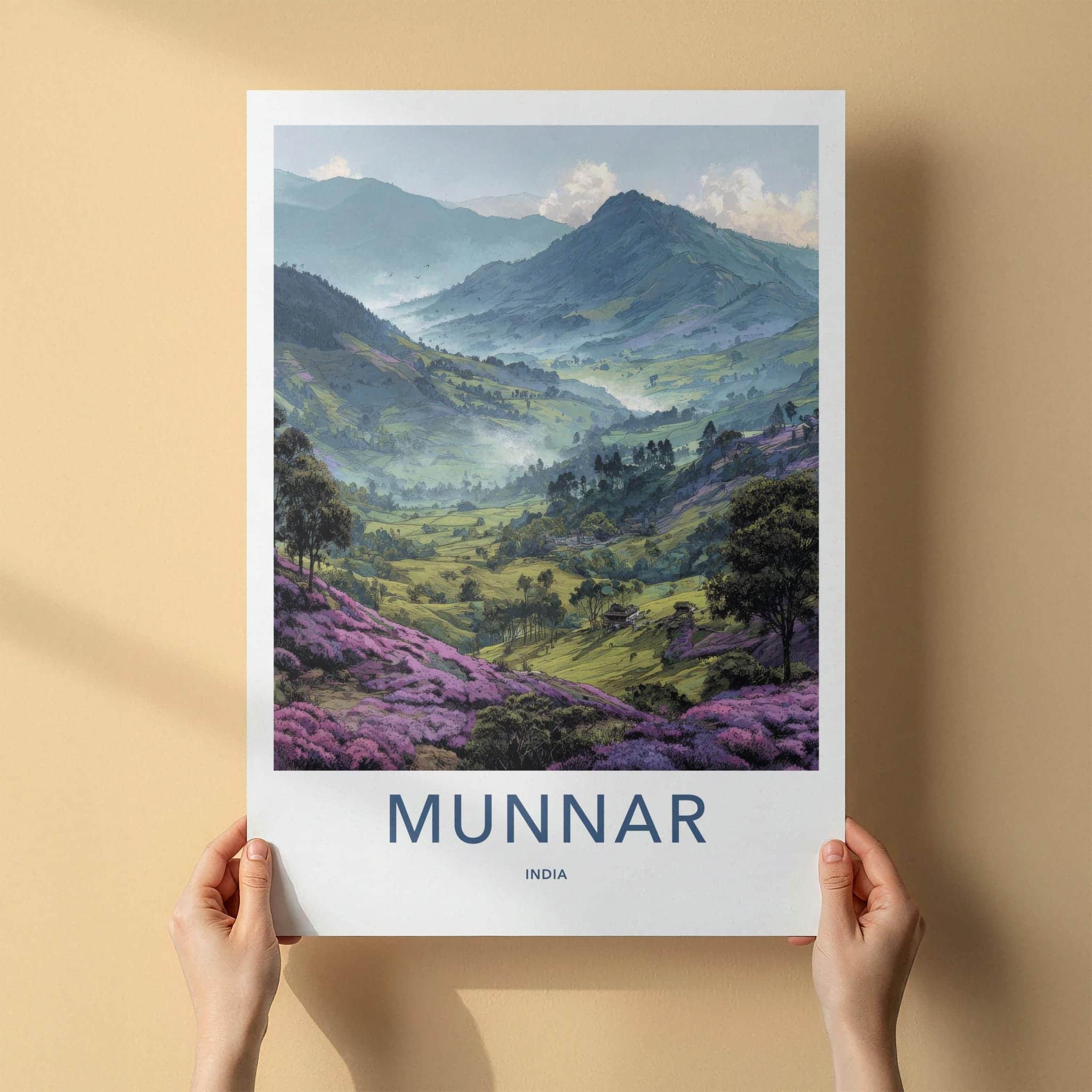 Munnar Poster - India Wall Art - Kerala Lush Green Valleys Home Decor