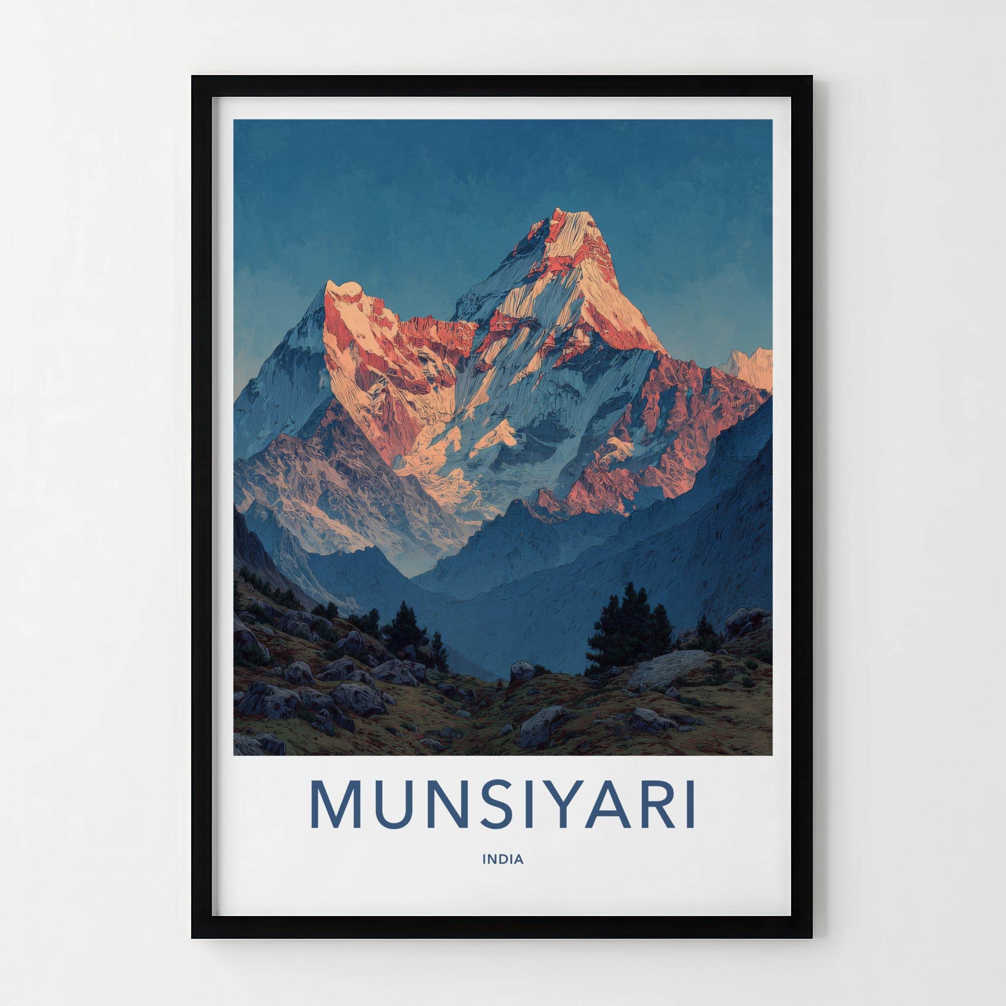 Munsiyari Poster - India Art Print - Uttarakhand Sunrise Mountain Peaks Home Art