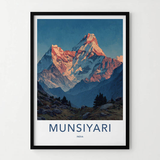 Munsiyari Poster - India Art Print - Uttarakhand Sunrise Mountain Peaks Home Art