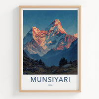 Munsiyari Poster - India Art Print - Uttarakhand Sunrise Mountain Peaks Home Art